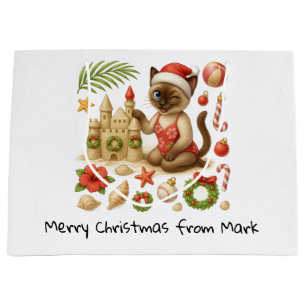 Cat Pool Party for Christmas in July Large Gift Bag