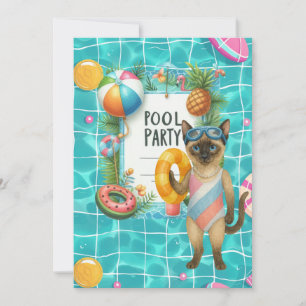 Cat Pool Party  Invitation