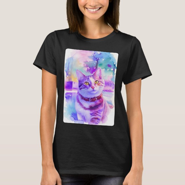 Cat Portrait Animal Beautiful Kitten Illustration T-Shirt (Front)