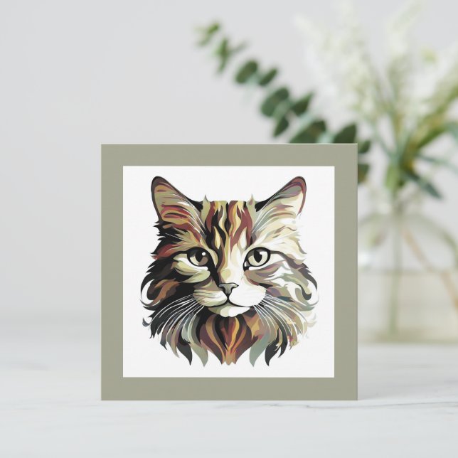 Cat Portrait Art Design Greeting Card (Standing Front)