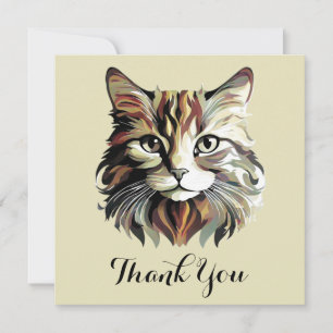 Cat Portrait Art Design Thank You Card