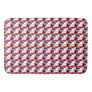 Cat Portrait – Bold Graphic Art Orange and Violet Bath Mat