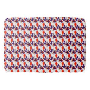 Cat Portrait – Bold Graphic Art Orange and Violet Bath Mat