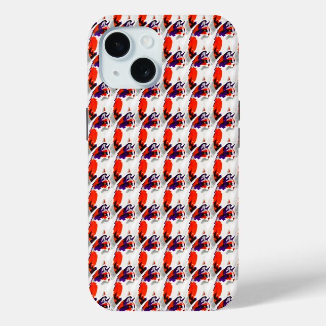Cat Portrait – Bold Graphic Art Orange and Violet Case-Mate iPhone Case (Back)