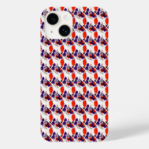 Cat Portrait – Bold Graphic Art Orange and Violet Case-Mate iPhone 14 Case