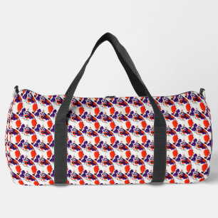 Cat Portrait – Bold Graphic Art Orange and Violet Duffle Bag