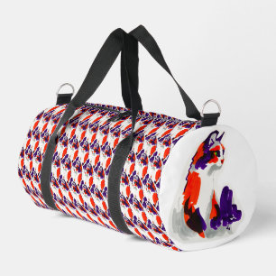 Cat Portrait – Bold Graphic Art Orange and Violet Duffle Bag