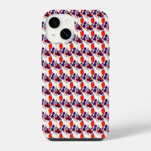 Cat Portrait – Bold Graphic Art Orange and Violet iPhone 14 Case