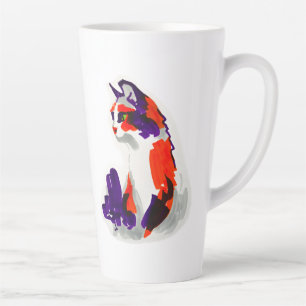 Cat Portrait – Bold Graphic Art Orange and Violet Latte Mug