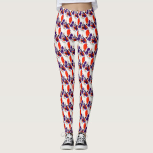 Cat Portrait – Bold Graphic Art Orange and Violet Leggings