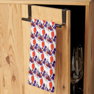 Cat Portrait – Bold Graphic Art Orange and Violet Tea Towel