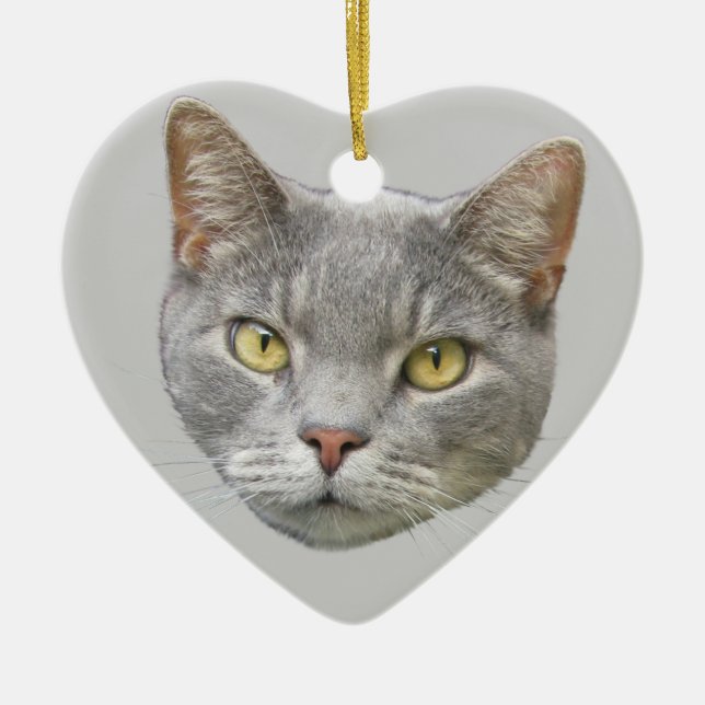 Cat Portrait Ceramic Ornament (Front)