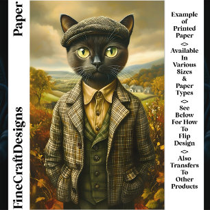 Cat Portrait In Countryside CM2 Scrapbook Paper
