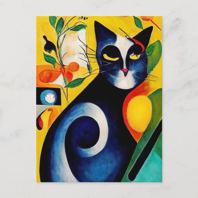 Cat portrait in expressionistic style. Classic Art Postcard (Front)
