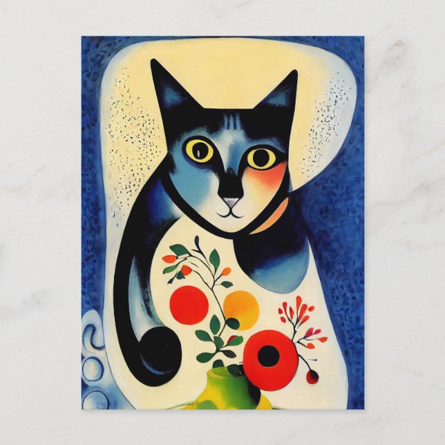 Cat portrait in expressionistic style. Classic Art Postcard (Front)