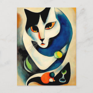 Cat portrait in expressionistic style. Classic Art Postcard