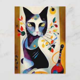 Cat portrait in expressionistic style. type postcard