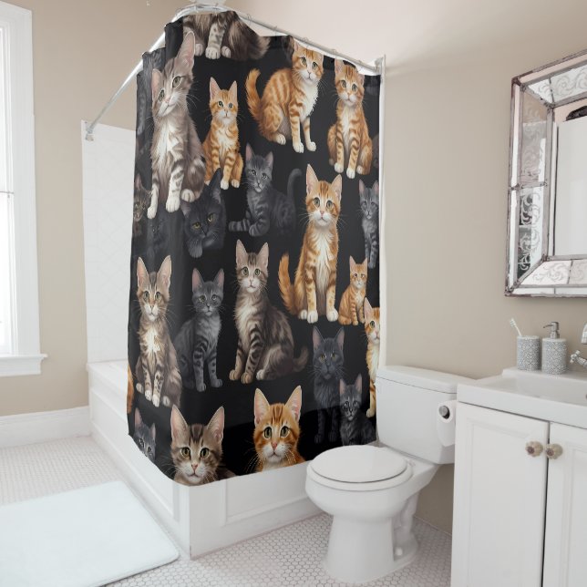 Cat Portrait Shower Curtain (In Situ)