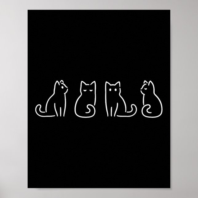 Cat Poses Cat Lover Minimalist Art  Poster (Front)