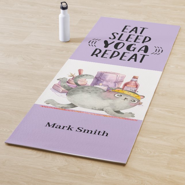 Cat Posing Yoga Eat Sleep Repeat  Mat (In Situ)