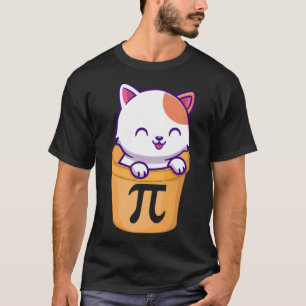 Cat Pot Pi Day Funny Pi Day Kids teacher math Love T-Shirt
