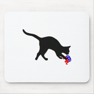 Cat Pouncing On Gop Elephant Funny Democat  Mouse Pad