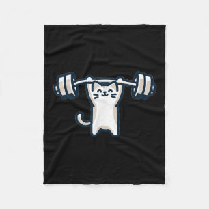 Cat Powerlifting Weightlifting Gym Workout Fleece Blanket