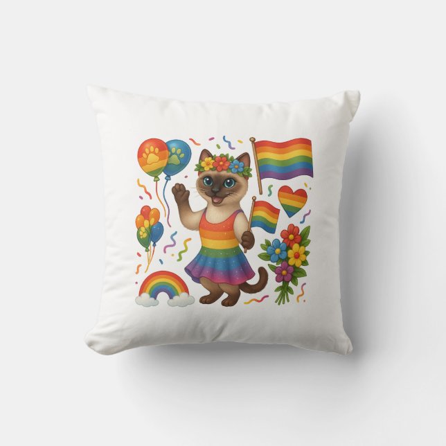 Cat Pride Paws Cat-inspired Pride LGBTQ Cushion (Front)