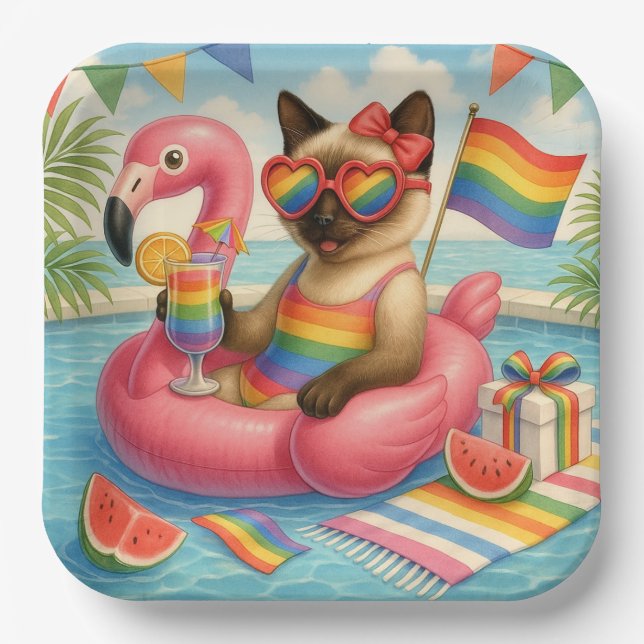 Cat Pride Paws Cat-inspired Pride LGBTQ Paper Plate (Front)