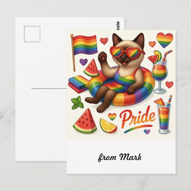 Cat Pride Paws Cat-inspired Pride LGBTQ Postcard (Front/Back)