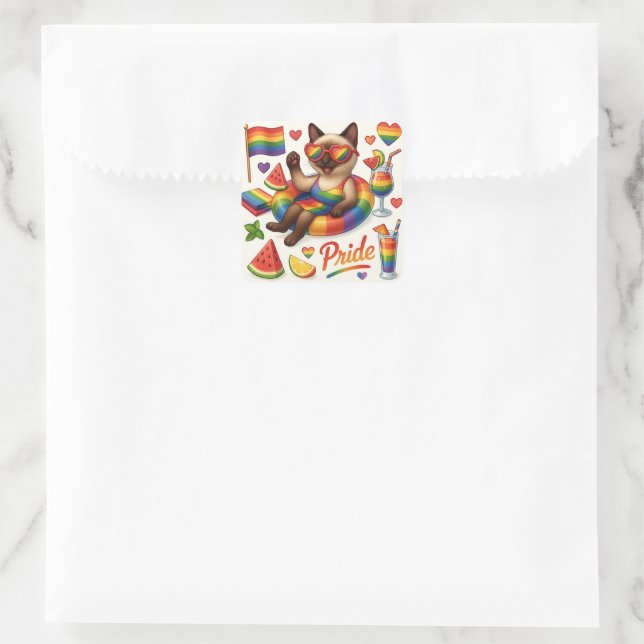 Cat Pride Paws Cat-inspired Pride LGBTQ Square Sticker (Bag)