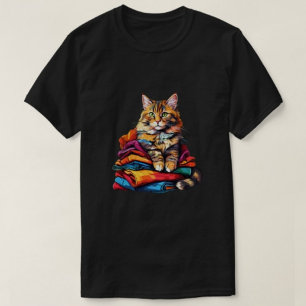 Cat Print Modern Men's black T-shirts