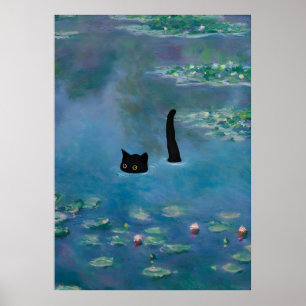 Cat Print Monet Waterlily