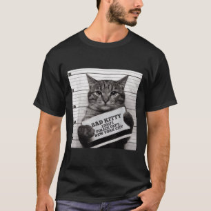 Cat Prison Jail Prisoner Bad Kitty Mugshot For Men T-Shirt