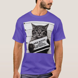 Cat Prison Jail Prisoner Bad Kitty Mugshot T-Shirt