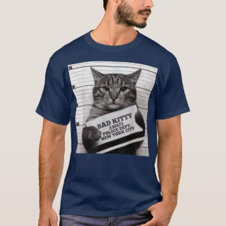 Cat Prison Jail Prisoner Bad Kitty Mugshot  T-Shirt