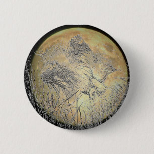 Cat Profile and Full Moon 6 Cm Round Badge