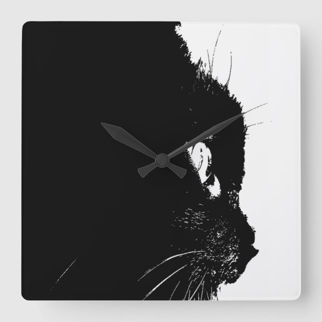 Cat Profile Square Wall Clock (Front)