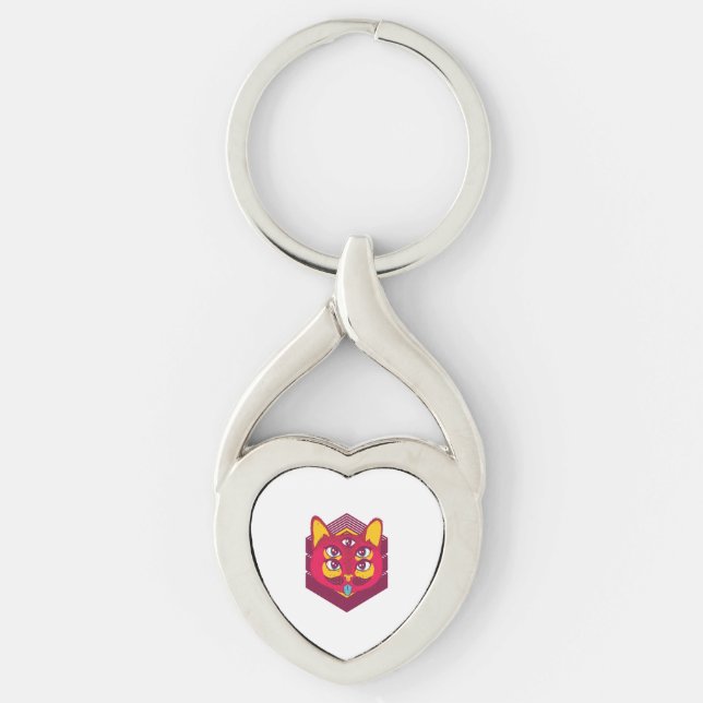Cat Psychedelic Key Ring (Front)