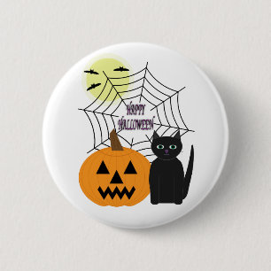 Cat & Pumpkin Halloween 6 Cm Round Badge