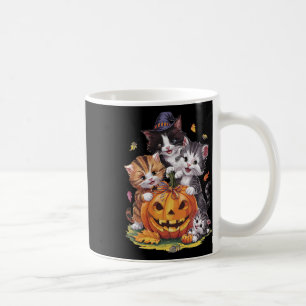 Cat Pumpkin Halloween Floral Spooky Season Vintage Coffee Mug