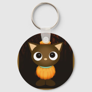 Cat Pumpkin Halloween Keychain