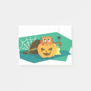 Cat Pumpkin Halloween Scary Spooky Treat Trick Post-it Notes