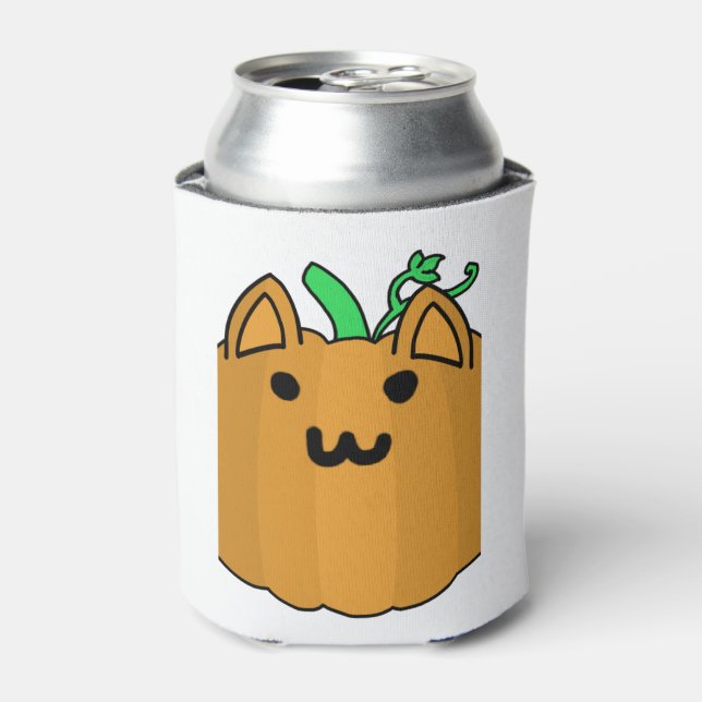 Cat Pumpkin Halloween Sticker Can Cooler (Can Front)