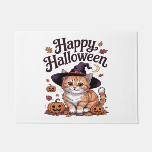 Cat Pumpkin Happy Halloween Doormat