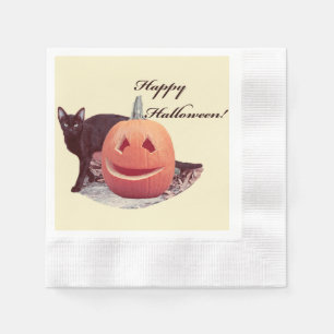 Cat & Pumpkin Happy Halloween Napkin