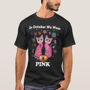 Cat Pumpkin In October We Wear Pink Halloween Suga T-Shirt