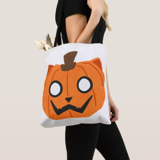 Cat Pumpkin Jack-O-Lantern Halloween Tote Bag