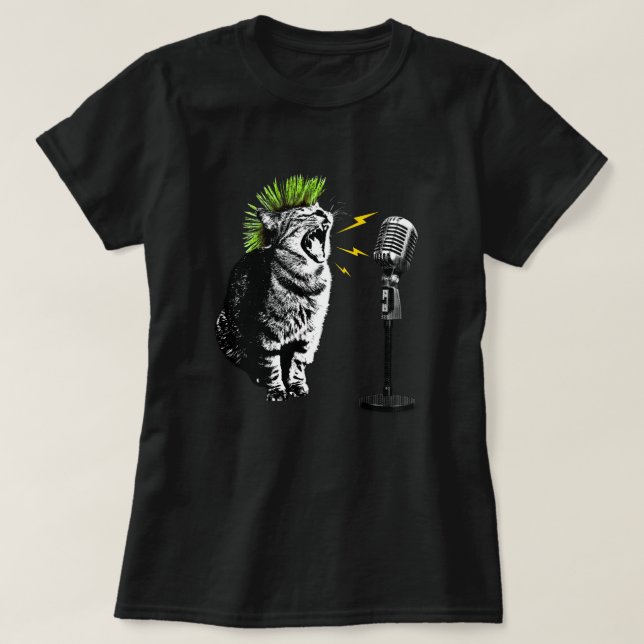 Cat Punk, Fun Graphic T-Shirt (Design Front)