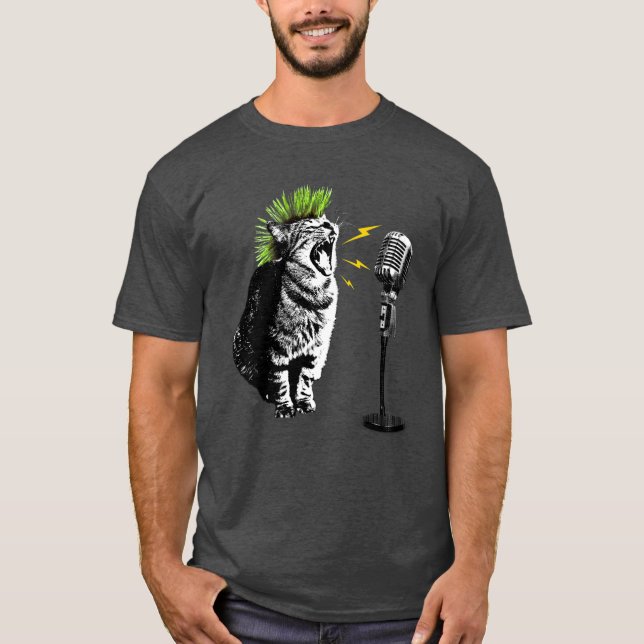 Cat Punk, Fun Graphic T-Shirt (Front)